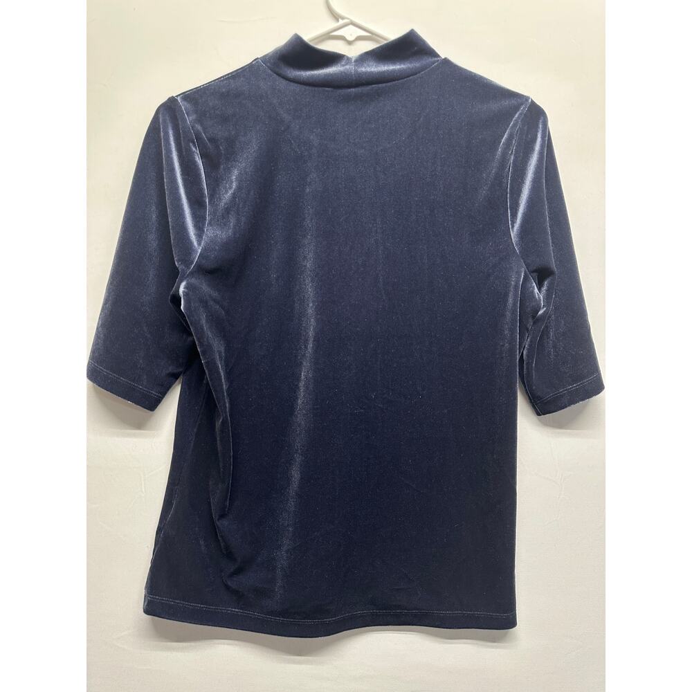 NWT Banana Republic Velvet Mock Neck 3/4 Sleeve Blue Classy Old Money‎ Preppy - Picture 6 of 8